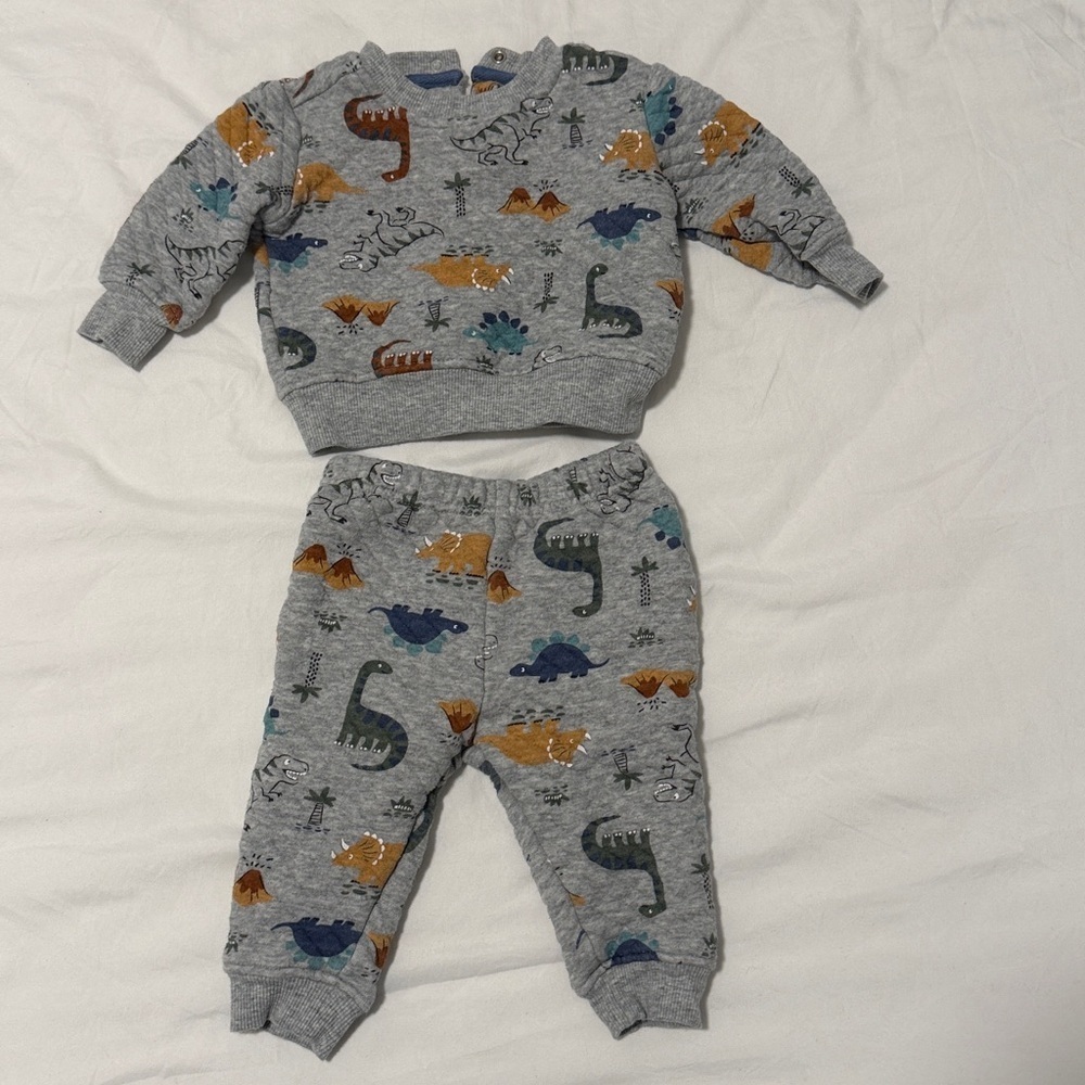 Koala Kids Gray Dinosaur Baby Set 3-6months